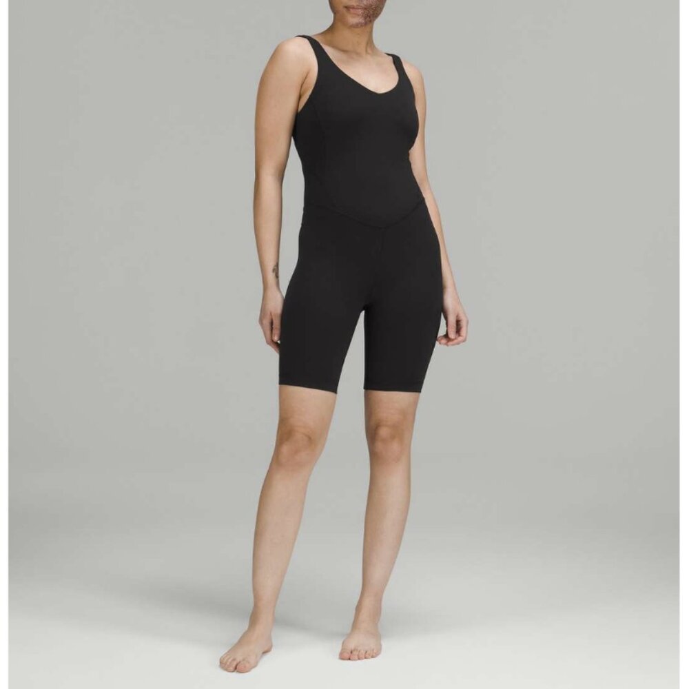 Lululemon Align Onesie 8" Black Romper Nulu Built-In Bra Size 10